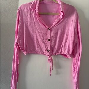 Pink Button-Up Women’s Top